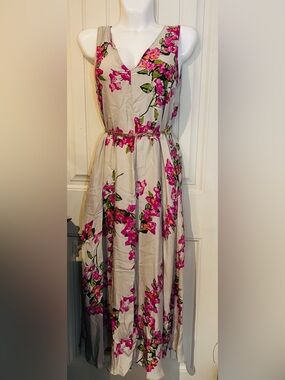 Natalie Martin Pink Floral Silk Maxi Dress . Does not include belt